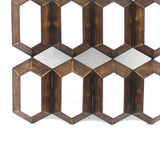 Benzara Wall Decor with 16 Vertically Elongated Hexagonal Mirrors, Bronze BM218357 Bronze and Silver Metal and Mirror BM218357