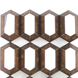 Benzara Wall Decor with 16 Vertically Elongated Hexagonal Mirrors, Bronze BM218357 Bronze and Silver Metal and Mirror BM218357