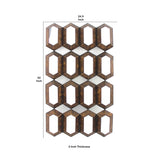 Benzara Wall Decor with 16 Vertically Elongated Hexagonal Mirrors, Bronze BM218357 Bronze and Silver Metal and Mirror BM218357