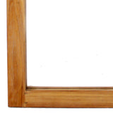 Benzara Farmhouse Style Rectangular Wooden Wall Mirror with Arched Top, Brown BM218364 Brown Wood BM218364