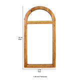 Benzara Farmhouse Style Rectangular Wooden Wall Mirror with Arched Top, Brown BM218364 Brown Wood BM218364