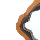 Benzara Wooden Wall Mirror with Grotto Diamond Shape, Brown BM218365 Brown Wood and Mirror BM218365