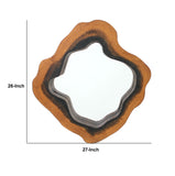 Benzara Wooden Wall Mirror with Grotto Diamond Shape, Brown BM218365 Brown Wood and Mirror BM218365
