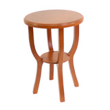 Contemporary Wooden Stool with Flared Legs and Round Top, Orange
