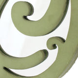 Benzara Wooden Oval Frame Wall Monogram with C Letter, Green BM218415 Green Solid Wood, Mirror BM218415