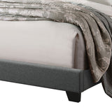 Benzara Fabric Eastern King Bed with Geometric Pattern Nailhead Trims, Gray BM218442 Gray Solid wood and Fabric BM218442