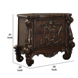 Benzara Traditional Wooden Nightstand with Antique Handles and Scrolled Legs, Brown BM218447 Brown Solid Wood and Veneer BM218447