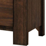 Benzara 2 Drawer Wooden Nightstand with Metal Bar Handles and Block Legs, Brown BM218460 Brown Solid Wood BM218460