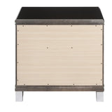 Benzara Contemporary 2 Drawer Wooden Nightstand with Mirror Trim Details, Brown BM218515 Brown Solid Wood BM218515