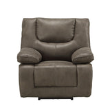 Benzara Leatherette Power Motion Recliner with Pillow To Armrests, Brown BM218530 Brown Solid Wood, Metal and leatherette BM218530