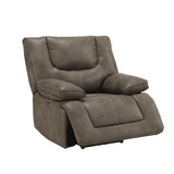 Benzara Leatherette Power Motion Recliner with Pillow To Armrests, Brown BM218530 Brown Solid Wood, Metal and leatherette BM218530