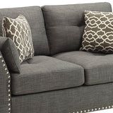 Benzara Wood and Fabric Loveseat with Accent Pillows, Gray BM218551 Gray Wood and Fabric BM218551