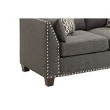 Benzara Wood and Fabric Loveseat with Accent Pillows, Gray BM218551 Gray Wood and Fabric BM218551