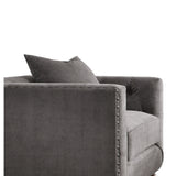 Benzara Fabric Upholstered Wooden Sofa Chair with Nail Head Trim, Gray BM218559 Gray Wood and Fabric BM218559