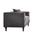 Benzara Fabric Upholstered Wooden Sofa Chair with Nail Head Trim, Gray BM218559 Gray Wood and Fabric BM218559