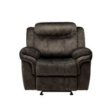 Benzara Fabric Upholstered Metal Reclining Club Chair with Center Console, Gray BM218580 Gray Metal and Fabric BM218580