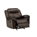 Benzara Fabric Upholstered Metal Reclining Club Chair with Center Console, Gray BM218580 Gray Metal and Fabric BM218580