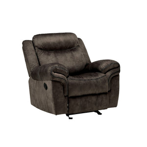 Benzara Fabric Upholstered Metal Reclining Club Chair with Center Console, Gray BM218580 Gray Metal and Fabric BM218580