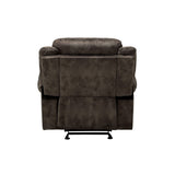 Benzara Fabric Upholstered Metal Reclining Club Chair with Center Console, Gray BM218580 Gray Metal and Fabric BM218580