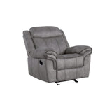 Benzara Fabric Upholstered Metal Reclining Club Chair with Center Console, Gray BM218582 Gray Metal and Fabric BM218582