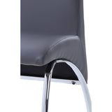 Benzara Leatherette Dining Chair with Metal Legs, Set of 2, Gray and Chrome BM218605 Gray and Chrome Metal and Faux Leather BM218605