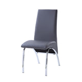 Benzara Leatherette Dining Chair with Metal Legs, Set of 2, Gray and Chrome BM218605 Gray and Chrome Metal and Faux Leather BM218605