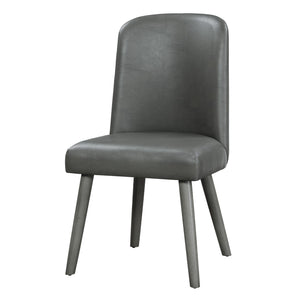 Benzara Leatherette Dining Chair with Splayed Wooden Legs, Set of  2, Gray BM218606 Gray Wood and Faux Leather BM218606