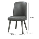 Benzara Leatherette Dining Chair with Splayed Wooden Legs, Set of  2, Gray BM218606 Gray Wood and Faux Leather BM218606