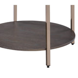 Benzara Wood and Metal End Table with 1 Shelf, Brown and Champagne BM218615 Brown and Champagne Wood and Metal BM218615