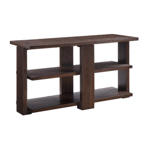 Benzara Wooden Sofa Table with 2 Open Display Shelves, Brown BM218617 Brown Wood BM218617