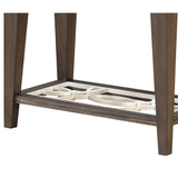 Benzara Wood and Glass Side Table with Cut Out Design, Brown BM218621 Brown Wood and Glass BM218621