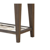 Benzara Wood and Glass Side Table with Cut Out Design, Brown BM218621 Brown Wood and Glass BM218621