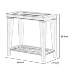 Benzara Wood and Glass Side Table with Cut Out Design, Brown BM218621 Brown Wood and Glass BM218621