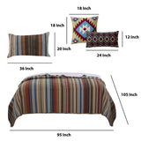 Benzara Stripe Pattern Cotton Quilt Set with 2 Pillows and 2 Quilt Shams,Multicolor BM218761 Multicolor Fabric BM218761