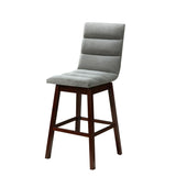 Benzara Horizontally Tufted Fabric Upholstered Barstool,Set of 2, Gray and Brown BM218954 Brown and Gray Solid Wood and Fabric BM218954