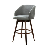 Benzara Fabric Upholstered Barstool with Channel Tufted Back,Set of 2, Gray and Brown BM218955 Brown and Gray Solid Wood and Fabric BM218955