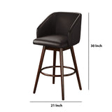 Benzara Leatherette Wooden Barstool with Splayed Legs, Set of 2, Espresso Brown BM218956 Brown Solid Wood and Faux Leather BM218956