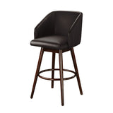 Benzara Leatherette Wooden Barstool with Splayed Legs, Set of 2, Espresso Brown BM218956 Brown Solid Wood and Faux Leather BM218956