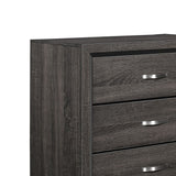 Benzara 5 Drawer Wooden Chest with Grain Details and Chamfered Feet, Gray BM219006 Gray Solid wood, Engineered wood, Faux veneer BM219006