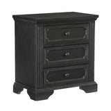 Benzara 3 Drawer Wooden Nightstand with Round Knobs and Bracket Feet, Brown BM219010 Gray Solid wood, Engineered wood BM219010