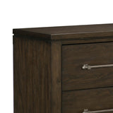 Benzara 2 Drawer Nightstand with Grain Details and Chamfered Feet, Dark Brown BM219023 Brown Solid wood, Engineered wood, Veneer BM219023