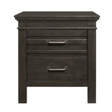 Benzara 2 Drawer Wooden Nightstand with Vertical Accents and Bar Pulls, Gray BM219026 Gray Solid wood, Engineered wood, Veneer BM219026