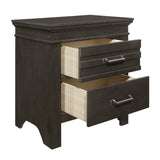 Benzara 2 Drawer Wooden Nightstand with Vertical Accents and Bar Pulls, Gray BM219026 Gray Solid wood, Engineered wood, Veneer BM219026