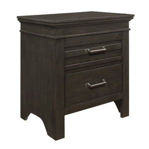 Benzara 2 Drawer Wooden Nightstand with Vertical Accents and Bar Pulls, Gray BM219026 Gray Solid wood, Engineered wood, Veneer BM219026