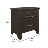 Benzara 2 Drawer Wooden Nightstand with Vertical Accents and Bar Pulls, Gray BM219026 Gray Solid wood, Engineered wood, Veneer BM219026