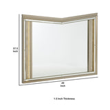 Benzara V Notch Design Wooden Frame Mirror with LED Light, Silver BM219028 Silver Solid wood, Engineered wood, Mirror BM219028