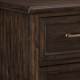 Benzara 2 Drawer Wooden Nightstand with Turned Feet and Hewn Sawn Texture, Brown BM219048 Brown Solid wood, Engineered wood, Veneer BM219048
