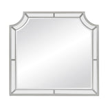 Benzara Wooden Frame Mirror with Clipped Corners and Mirror Trim, Silver BM219051 Silver Solid wood, Mirror, Engineered wood BM219051