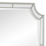 Benzara Wooden Frame Mirror with Clipped Corners and Mirror Trim, Silver BM219051 Silver Solid wood, Mirror, Engineered wood BM219051