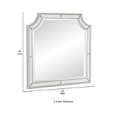 Benzara Wooden Frame Mirror with Clipped Corners and Mirror Trim, Silver BM219051 Silver Solid wood, Mirror, Engineered wood BM219051